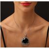 Image 2 : 14KT White Gold 127.94 ctw Black and White Diamond Pendant With Chain