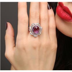 14KT Rose Gold 8.25 ctw Amethyst and Diamond Ring