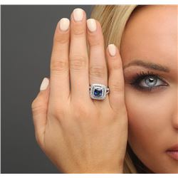 14KT White Gold 2.72 ctw Sapphire and Diamond Ring