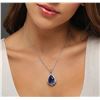 Image 1 : 14KT White Gold GIA Certified 23.12 ctw Tanzanite and Diamond Pendant With Chain