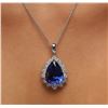 Image 5 : 14KT White Gold GIA Certified 23.12 ctw Tanzanite and Diamond Pendant With Chain