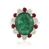 Image 3 : 14KT Yellow Gold 7.59 ctw Emerald, Ruby and Diamond Ring