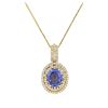 Image 4 : 14KT Yellow Gold 4.20 ctw Tanzanite and Diamond Pendant With Chain