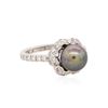 Image 2 : 14KT White Gold Pearl and Diamond Ring