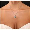 Image 1 : 14KT White Gold 1.33 ctw Emerald and Diamond Pendant With Chain