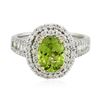 Image 1 : 14KT White and Yellow Gold 1.67 ctw Peridot and Diamond Ring