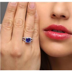 14KT White Gold 2.53 ctw Tanzanite and Diamond Ring