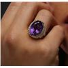 Image 6 : 14KT Yellow Gold 10.99 ctw Amethyst and Diamond Ring