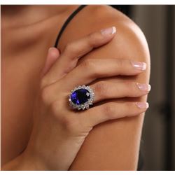 14KT White Gold 23.16 ctw Tanzanite and Diamond Ring