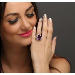 14KT White Gold 10.41 ctw Amethyst and Diamond Ring