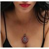 Image 2 : 14KT Rose Gold 6.35 ctw Multi Color Sapphire, Ruby and Diamond Pendant With Chain