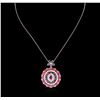 Image 3 : 14KT Rose Gold 6.35 ctw Multi Color Sapphire, Ruby and Diamond Pendant With Chain