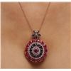 Image 5 : 14KT Rose Gold 6.35 ctw Multi Color Sapphire, Ruby and Diamond Pendant With Chain