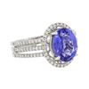 Image 2 : 14KT White Gold 2.88 ctw Tanzanite and Diamond Ring