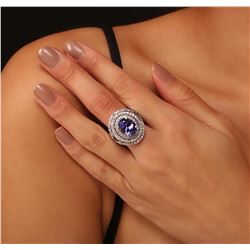 14KT White Gold 5.56 ctw Tanzanite and Diamond Ring