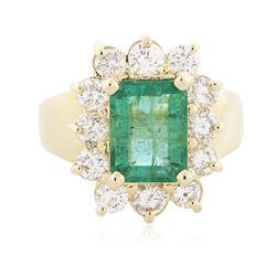 14KT Yellow Gold 1.95 ctw Emerald and Diamond Ring