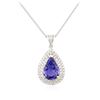 Image 4 : 14KT White Gold 3.34 ctw Tanzanite and Diamond Pendant With Chain