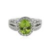 Image 3 : 14KT White Gold 1.78 ctw Peridot and Diamond Ring