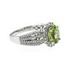 Image 4 : 14KT White Gold 1.78 ctw Peridot and Diamond Ring