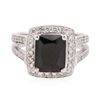 Image 3 : 14KT White Gold 3.00 ctw Black Onyx and Diamond Ring