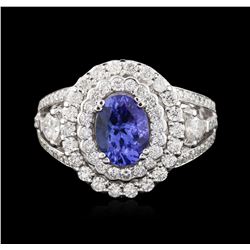 14KT White Gold 1.20 ctw Tanzanite and Diamond Ring