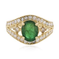 14KT Yellow Gold 1.43 ctw Emerald and Diamond Ring