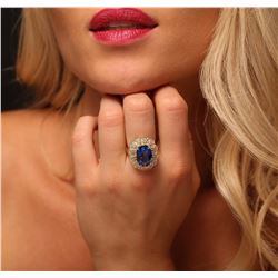 14KT Yellow Gold 7.38 ctw Tanzanite and Diamond Ring