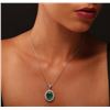 Image 1 : 14KT White and Yellow Gold 8.95 ctw Emerald and Diamond Pendant