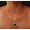 Image 2 : 14KT White and Yellow Gold 8.95 ctw Emerald and Diamond Pendant