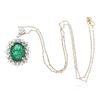 Image 3 : 14KT White and Yellow Gold 8.95 ctw Emerald and Diamond Pendant