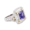 Image 2 : 18KT Two-Tone Gold 3.20 ctw Tanzanite and Diamond Ring