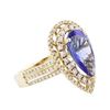 Image 4 : 14KT Yellow Gold 3.38 ctw Tanzanite and Diamond Ring