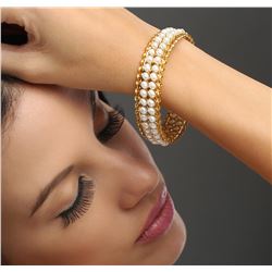 14KT Yellow Gold Pearl Bangle