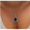 Image 1 : 14KT White Gold GIA Certified 17.24 ctw Tanzanite and Diamond Pendant With Chain