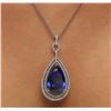 Image 5 : 14KT White Gold GIA Certified 17.24 ctw Tanzanite and Diamond Pendant With Chain