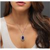 Image 6 : 14KT White Gold GIA Certified 17.24 ctw Tanzanite and Diamond Pendant With Chain
