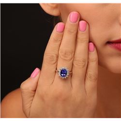 14KT White Gold 3.17 ctw Tanzanite and Diamond Ring