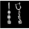 Image 4 : 14KT White Gold 0.99 ctw Diamond Earrings