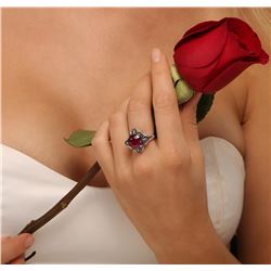 14KT White Gold 6.87 ctw Ruby and Diamond Ring