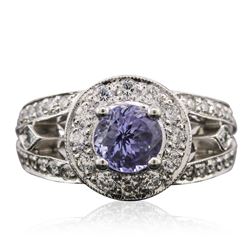 14KT White Gold 1.44 ctw Tanzanite and Diamond Ring