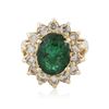 Image 3 : 14KT Yellow Gold 2.59 ctw Emerald and Diamond Ring