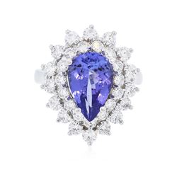 14KT White Gold 3.69 ctw Tanzanite and Diamond Ring