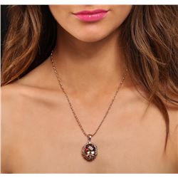 14KT Rose Gold 16.44 ctw Morganite and Diamond Pendant With Chain