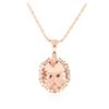 Image 4 : 14KT Rose Gold 16.44 ctw Morganite and Diamond Pendant With Chain