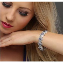 14KT White Gold 7.92 ctw Tanzanite and Diamond Bracelet