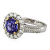 Image 2 : 14KT Two-Tone Gold 2.37 ctw Tanzanite and Diamond Ring