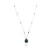 Image 4 : 14KT White Gold 1.55 ctw Emerald and Diamond Necklace