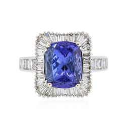 18KT White Gold 4.13 ctw Tanzanite and Diamond Ring