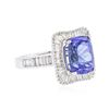 Image 2 : 18KT White Gold 4.13 ctw Tanzanite and Diamond Ring