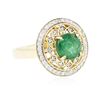 Image 4 : 14KT Yellow Gold 2.09 ctw Emerald and Diamond Ring